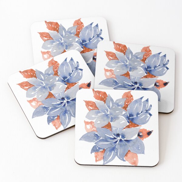 Item preview, Blue and Terracotta Abstract Botanical Watercolour designed and sold by ArithraStudio.