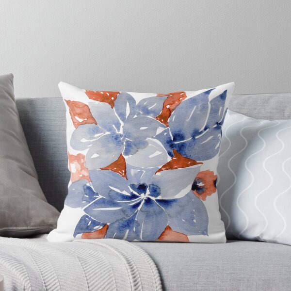 Item preview, Blue and Terracotta Abstract Botanical Watercolour designed and sold by ArithraStudio.