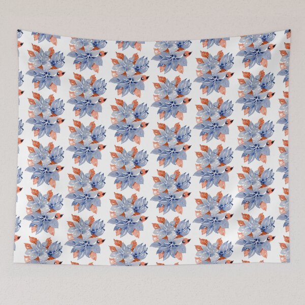 Item preview, Blue and Terracotta Abstract Botanical Watercolour designed and sold by ArithraStudio.