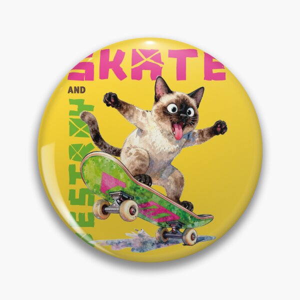 Item preview, Watercolor Siamese Cat Skate and Destroy Skateboarder designed and sold by WildArtIT.