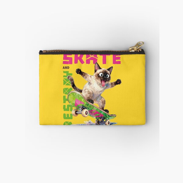 Item preview, Watercolor Siamese Cat Skate and Destroy Skateboarder designed and sold by WildArtIT.