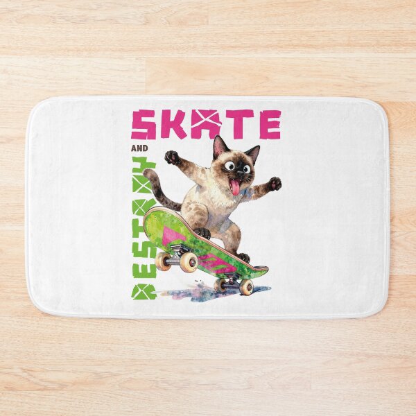 Item preview, Watercolor Siamese Cat Skate and Destroy Skateboarder designed and sold by WildArtIT.