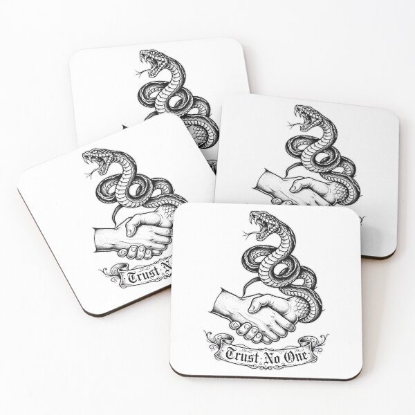 Item preview, Trust No One Handshake Viper Snake - Traditional Tattoo Art designed and sold by VYBE DARK Studio.
