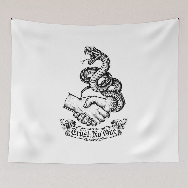 Item preview, Trust No One Handshake Viper Snake - Traditional Tattoo Art designed and sold by VYBE DARK Studio.