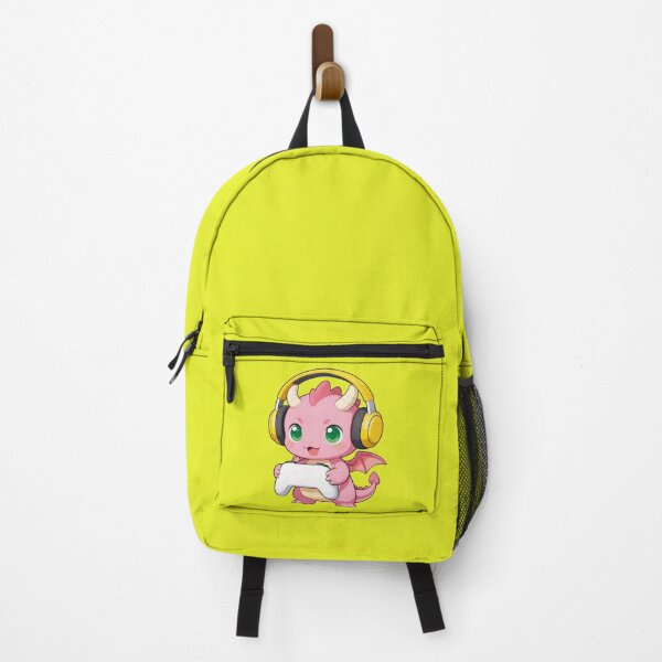 Item preview, Cute Pink Baby Dragon Gamer with Yellow Headphones Illustration designed and sold by WildArtIT.