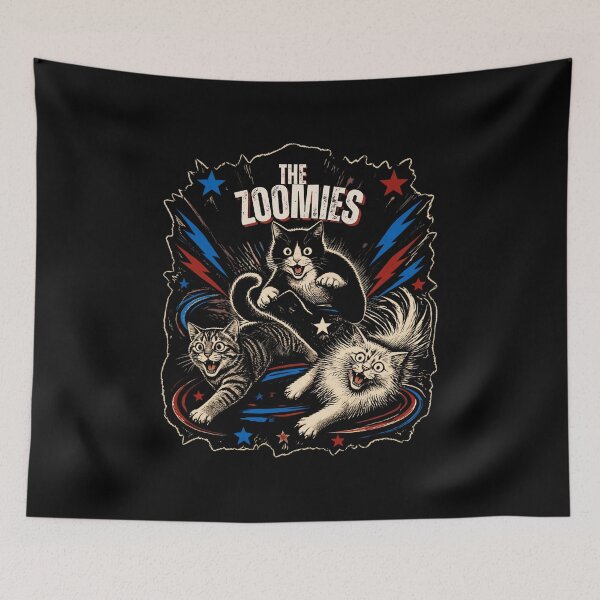 Item preview, The Zoomies - Funny Retro Vintage Crazy Cats Gone Wild designed and sold by Neurospicy Trolls.