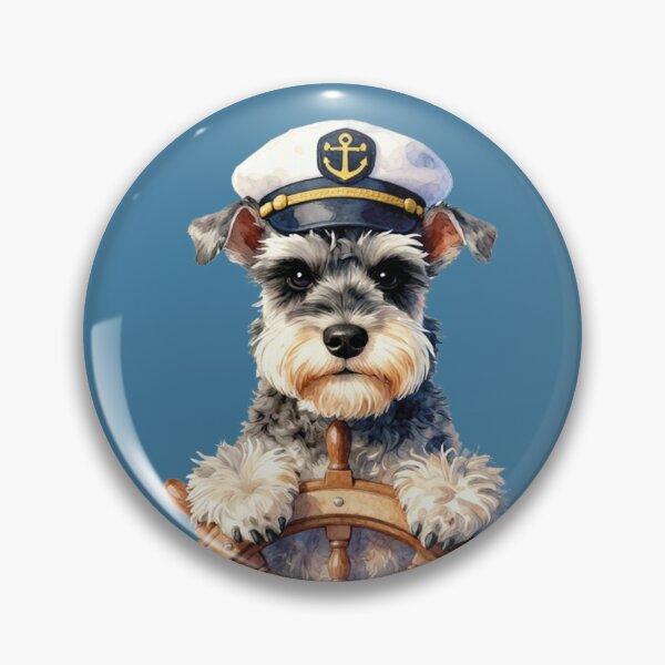 Item preview, Watercolor Cute Schnauzer Dog Captain Ship Wheel designed and sold by WildArtIT.