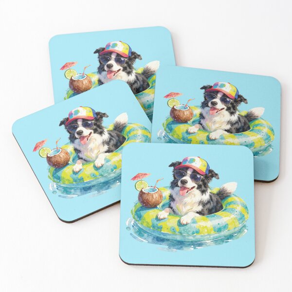 Item preview, Watercolor Border Collie Cool Dog Coconut Drink Pool Float designed and sold by WildArtIT.