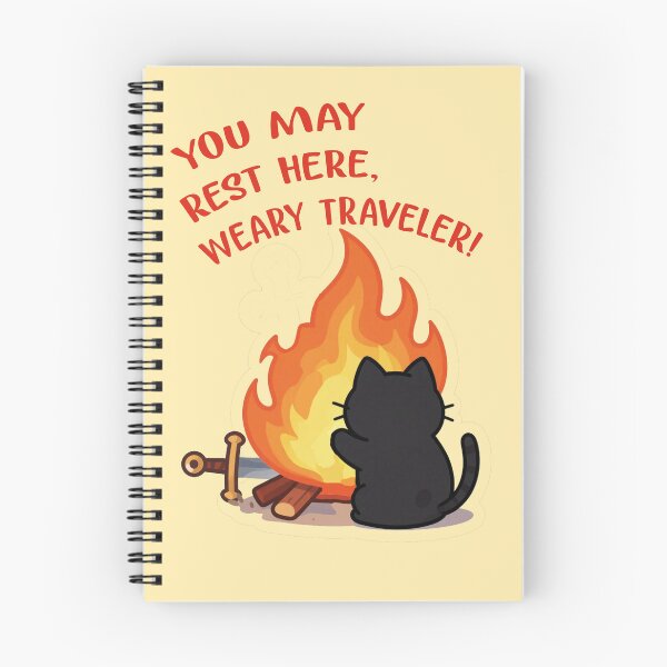 Item preview, Weary Traveler Rest Here Gaming Retro Pixel Bonfire Sticker designed and sold by WildArtIT.