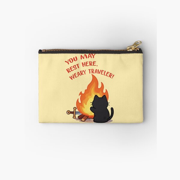 Item preview, Weary Traveler Rest Here Gaming Retro Pixel Bonfire Sticker designed and sold by WildArtIT.