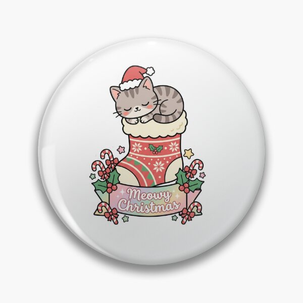Item preview, Meowy Christmas Sticker – Cute Kawaii Cat in Santa Hat Sleeping in Christmas Stocking, Scrapbook Sticker designed and sold by HOODYBUDSTYLES.