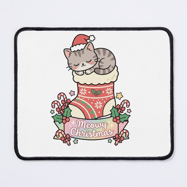 Item preview, Meowy Christmas Sticker – Cute Kawaii Cat in Santa Hat Sleeping in Christmas Stocking, Scrapbook Sticker designed and sold by HOODYBUDSTYLES.