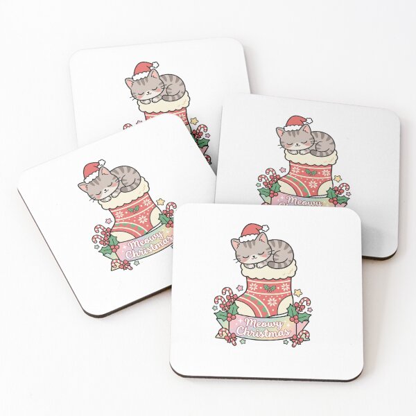 Item preview, Meowy Christmas Sticker – Cute Kawaii Cat in Santa Hat Sleeping in Christmas Stocking, Scrapbook Sticker designed and sold by HOODYBUDSTYLES.
