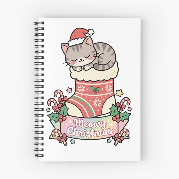 Item preview, Meowy Christmas Sticker – Cute Kawaii Cat in Santa Hat Sleeping in Christmas Stocking, Scrapbook Sticker designed and sold by HOODYBUDSTYLES.