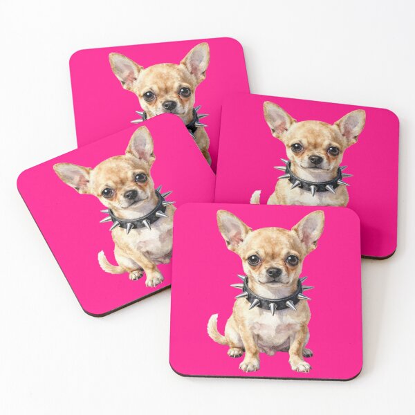 Item preview, Watercolor Cute Chihuahua Puppy Spiked Collar designed and sold by WildArtIT.