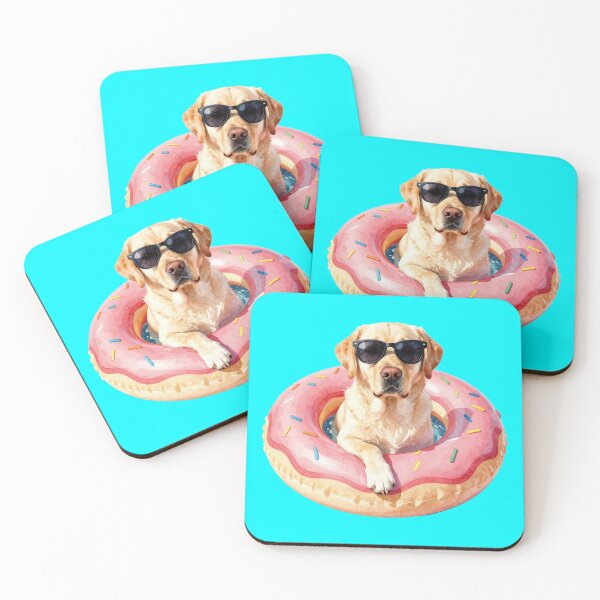 Item preview, Watercolor Golden Retriever Cool Dog Donut Float designed and sold by WildArtIT.
