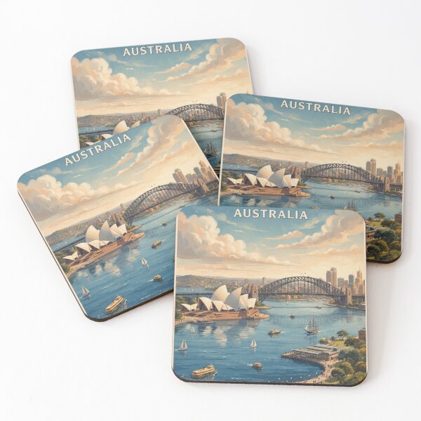 Item preview, Sydney Australia Vintage Travel Poster – Opera House & Harbour Bridge designed and sold by ElartedeNoel.