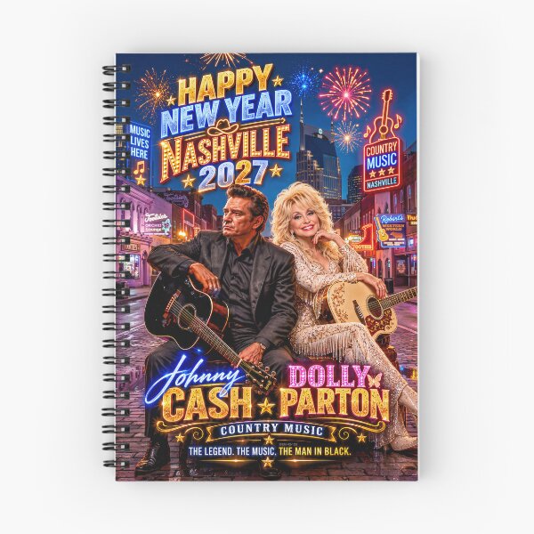 Item preview, HAPPY NEW YEAR NASHVILLE 2027 - Johnny Cash & Dolly Parton - Country Music Legends designed and sold by DBM Photo Art 1.