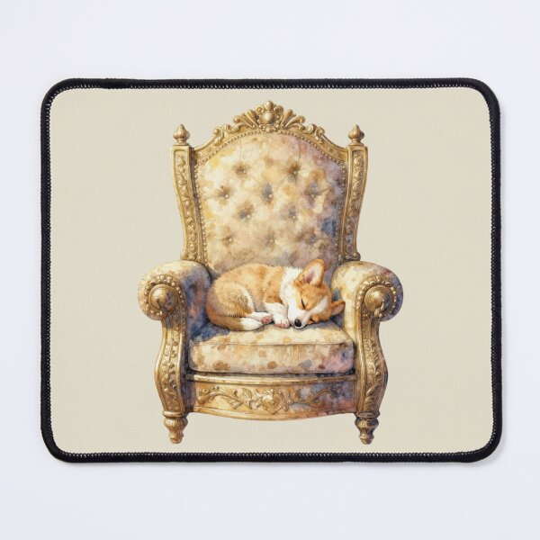 Item preview, Watercolor Sleeping Corgi Golden Royal Armchair designed and sold by WildArtIT.