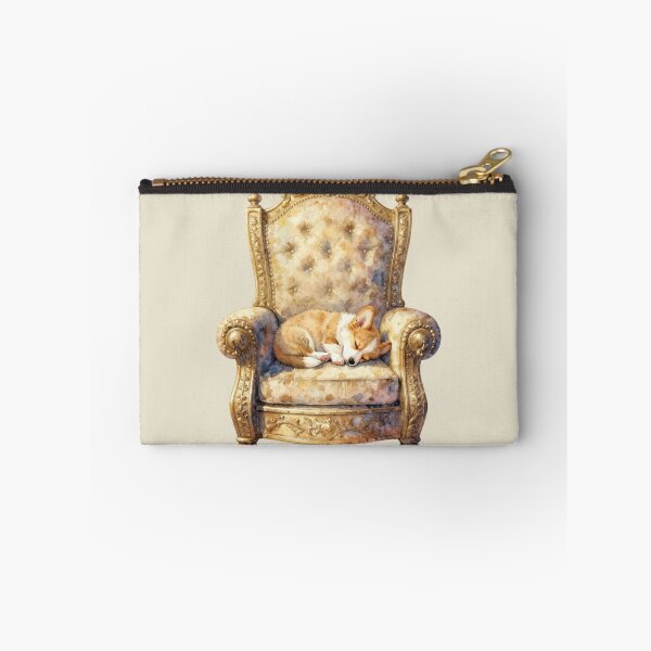 Item preview, Watercolor Sleeping Corgi Golden Royal Armchair designed and sold by WildArtIT.
