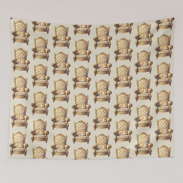 Item preview, Watercolor Sleeping Corgi Golden Royal Armchair designed and sold by WildArtIT.