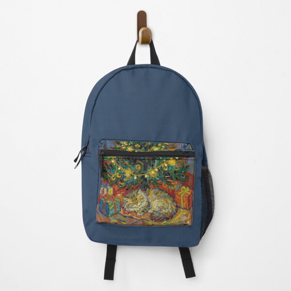 Item preview, Van Gogh Style Sleeping Christmas Cat Under Tree Oil Painting designed and sold by WildArtIT.