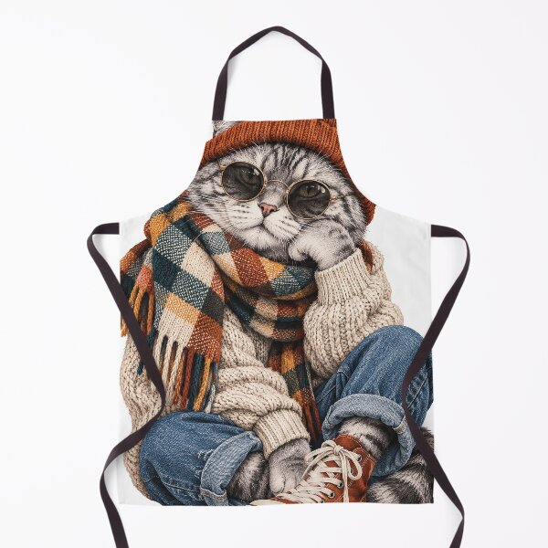 Item preview, Hipster Cat Cozy Autumn Outfit designed and sold by Gold Turtle Lina.