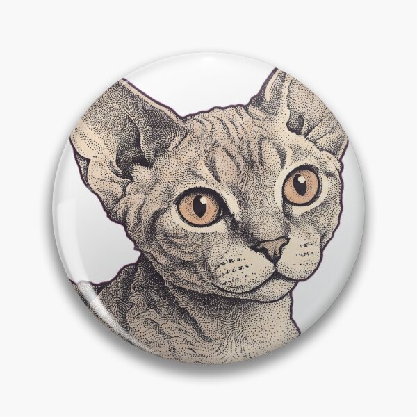 Artikelvorschau, Devon Rex Katzenporträt, feine Punktmalerei, Illustration entworfen und verkauft von Ninjacatoff.