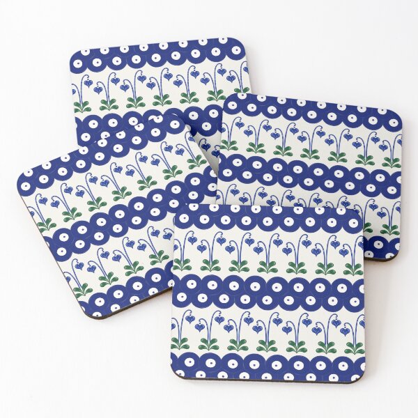 Item preview, Polish Pottery Traditional Mosquito Dots and Blue Bleeding Hearts Flowers designed and sold by KrisInStitches.