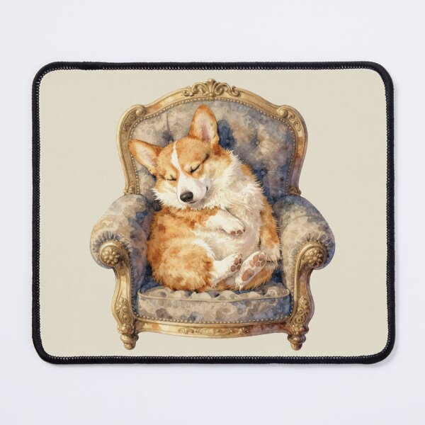 Item preview, Watercolor Sleeping Corgi Dog Vintage Armchair designed and sold by WildArtIT.