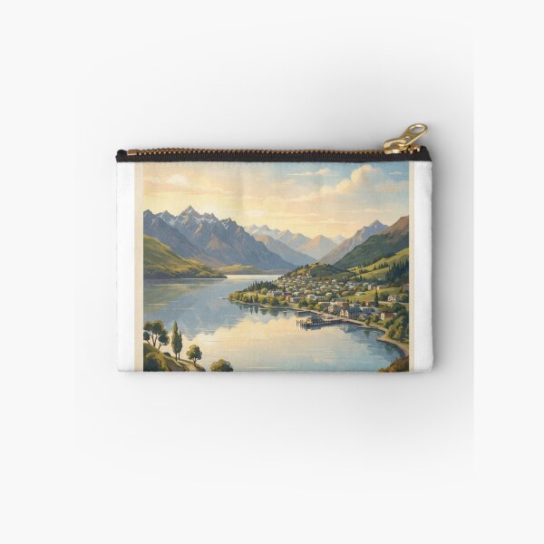 Item preview,  Queenstown New Zealand Vintage Travel Poster – Lake Wakatipu & Mountains designed and sold by ElartedeNoel.