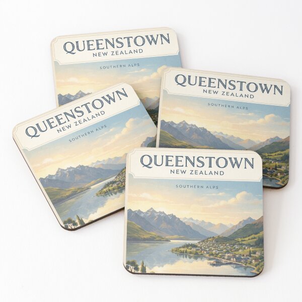 Item preview,  Queenstown New Zealand Vintage Travel Poster – Lake Wakatipu & Mountains designed and sold by ElartedeNoel.