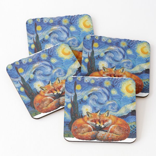 Item preview, Van Gogh Starry Night Sleeping Foxes Oil Painting designed and sold by WildArtIT.