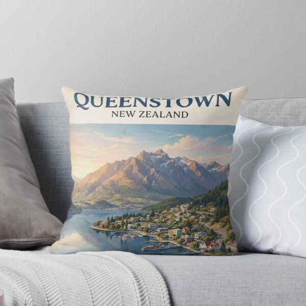 Item preview,  Queenstown New Zealand Vintage Travel Poster – Lake Wakatipu & Mountains designed and sold by ElartedeNoel.
