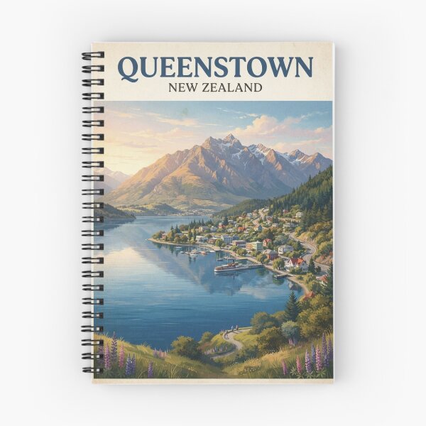 Item preview,  Queenstown New Zealand Vintage Travel Poster – Lake Wakatipu & Mountains designed and sold by ElartedeNoel.