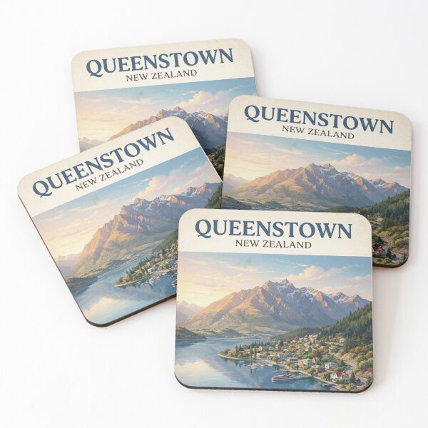 Item preview,  Queenstown New Zealand Vintage Travel Poster – Lake Wakatipu & Mountains designed and sold by ElartedeNoel.