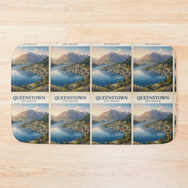 Item preview,  Queenstown New Zealand Vintage Travel Poster – Lake Wakatipu & Mountains designed and sold by ElartedeNoel.
