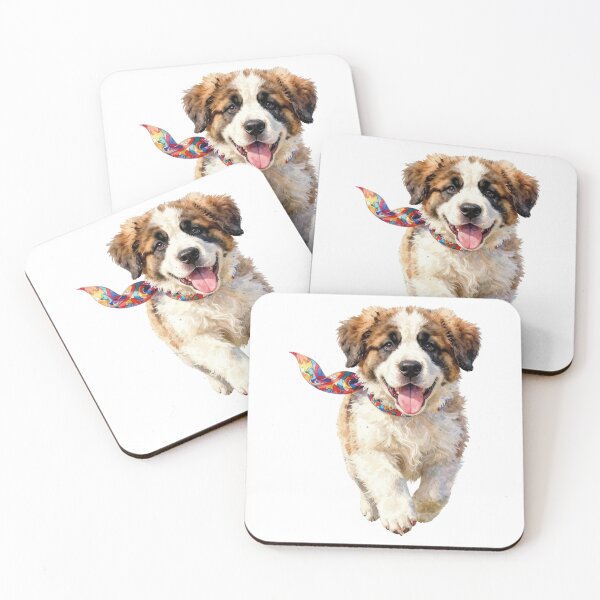 Item preview, Watercolor Saint Bernard Puppy Colorful Scarf designed and sold by WildArtIT.