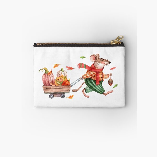 Item preview, Mouse with Pumpkin Cart Watercolor Illustration designed and sold by White Rabbit Design .