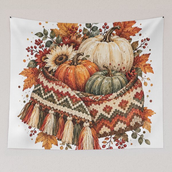 Item preview, Cozy Autumn Pumpkin Woven Basket designed and sold by Gold Turtle  Lina.