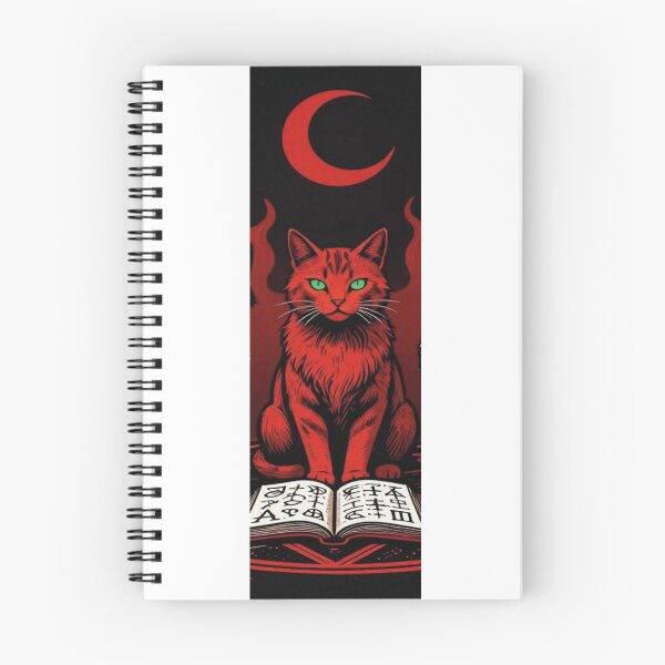Item preview, Occult Red Cat Spellbook Crescent Moon designed and sold by WildArtIT.