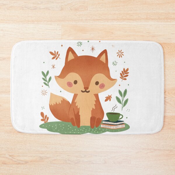 Item preview, Cozy Fox with Coffee and Books Illustration designed and sold by DinaArtStudio.