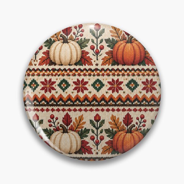 Item preview, Autumn Fair Isle Pumpkin Pattern designed and sold by Gold Turtle  Lina.