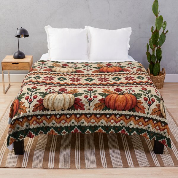 Item preview, Autumn Fair Isle Pumpkin Pattern designed and sold by Gold Turtle Lina.