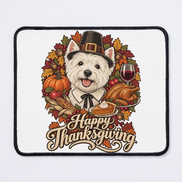 Item preview, Happy Thanksgiving Westie – Cute Fall Harvest Funny Dog Mom designed and sold by WolfmanProphecy.