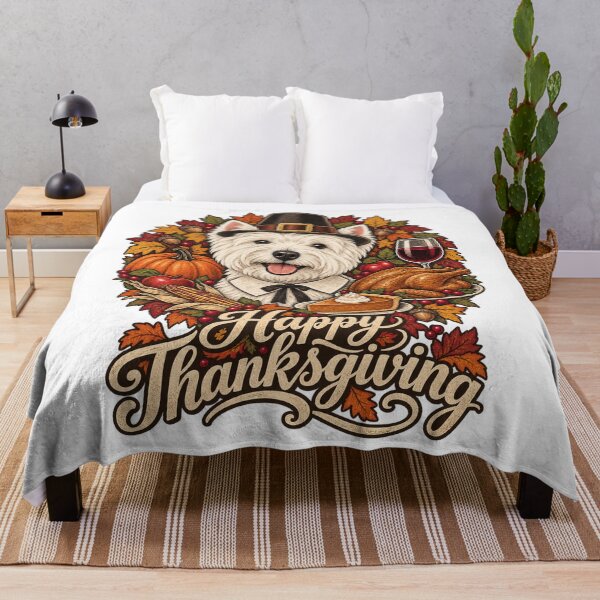 Item preview, Happy Thanksgiving Westie – Cute Fall Harvest Funny Dog Mom designed and sold by WolfmanProphecy.