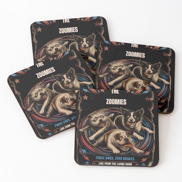 Item preview, The Zoomies - Three Dogs Zero Brakes Funny Retro Dog Poster designed and sold by Neurospicy Trolls.