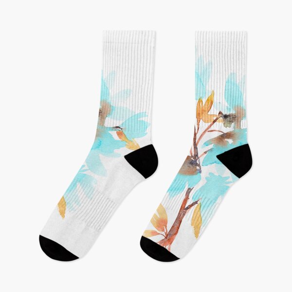 Item preview, Aqua Wildflowers and Golden Leaves Watercolour designed and sold by ArithraStudio.
