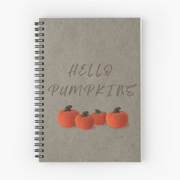 Item preview, Hello Pumpkins Cute Crocheted Orange Pumpkins on Kraft Paper designed and sold by OlhaTironArt.