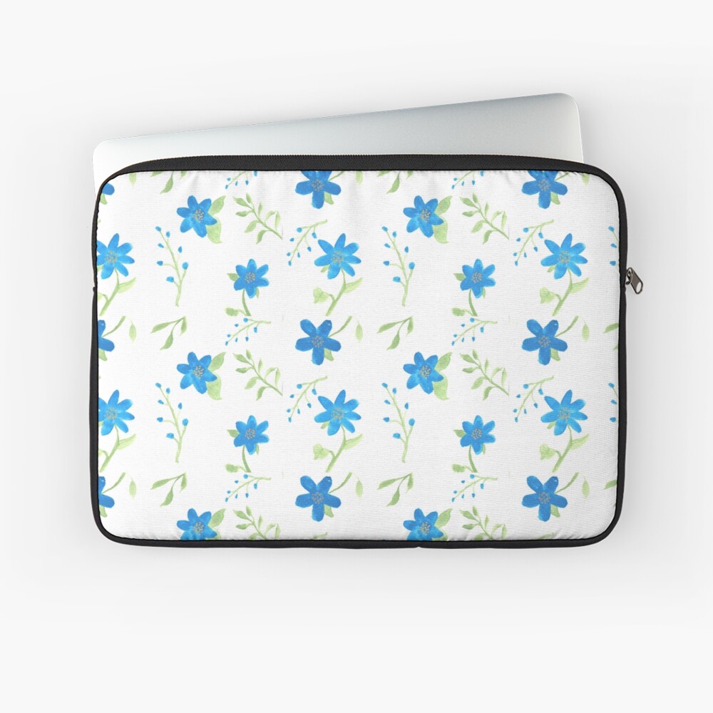 Vibrant Blue Flowers Laptop Sleeve